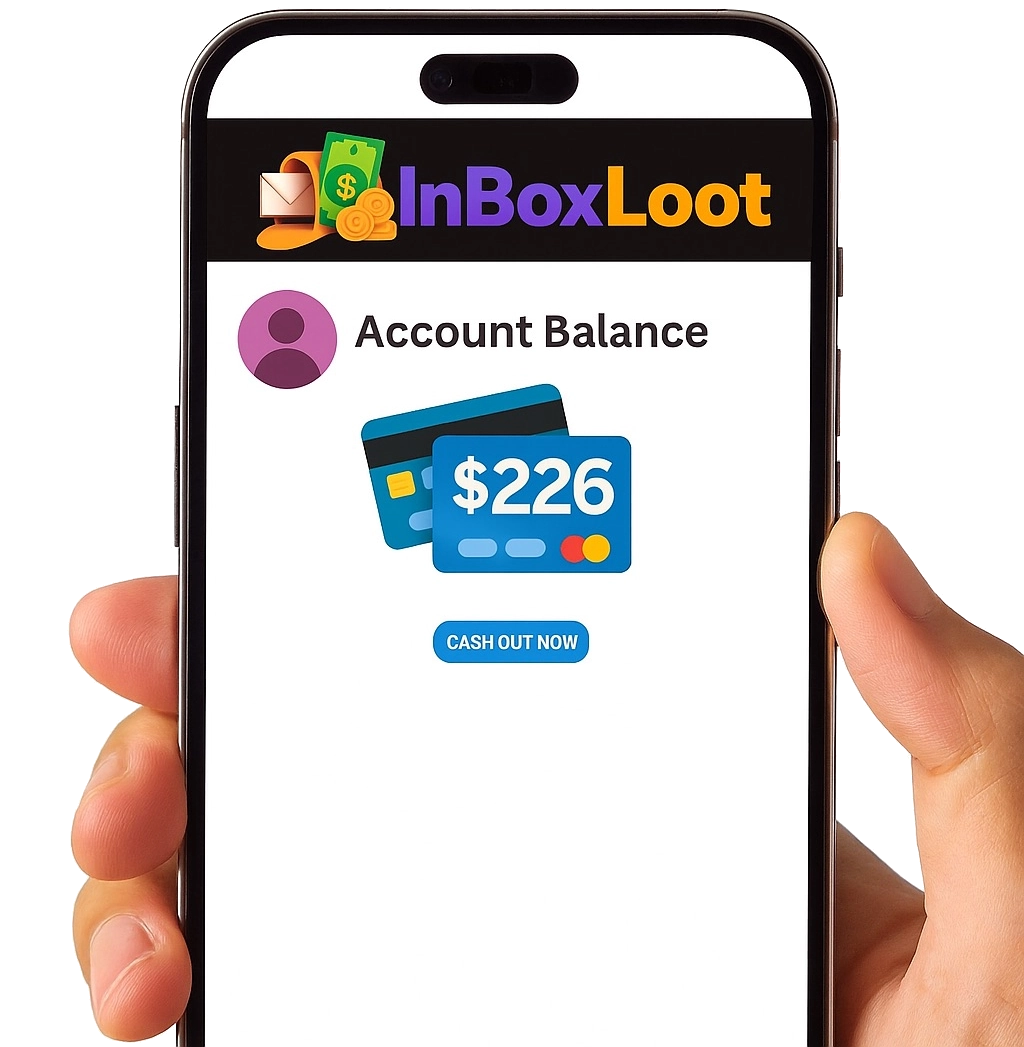 InboxLoot account showing $226 balance ready to cash out